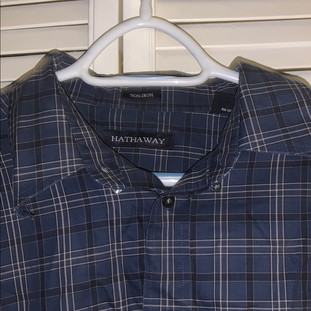 Hathaway Blue Plaid Button-Down Shirt xxl - Picture 5 of 11
